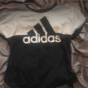Adidas black and white kids tee